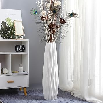 Ceramic Flower White Floor Vase Tall Decorative Large Vases for Table Centerpieces Shelf Home Decor Living Room Branches Flower Arrangement Simple Decorative Color White-a, Size 45cm/17.7inch