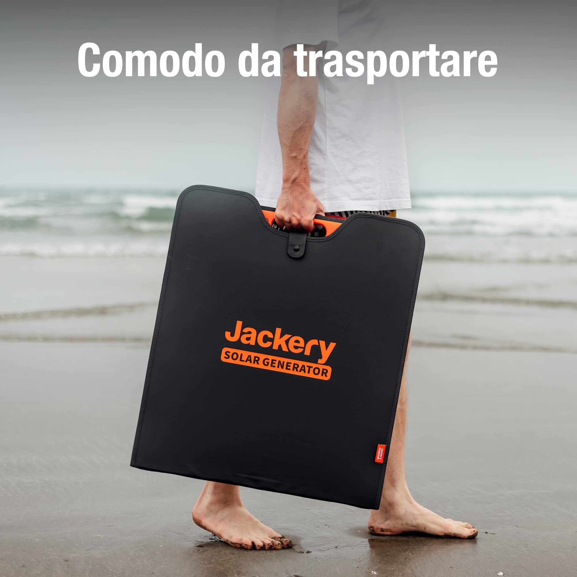 Pannello solare portatile Jackery SolarSaga da 200 W, in abbinamento con Explorer 2000 PRO come generatore solare, alimentazione non allacciata alla rete elettrica per escursioni all'aperto