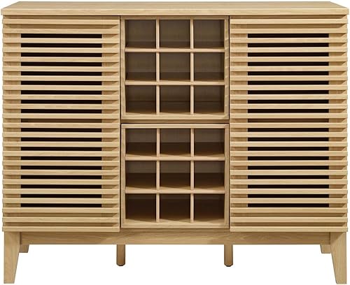 Miniatura 3 de Modway Render - Gabinete moderno de mediados de siglo para barra de vino en roble