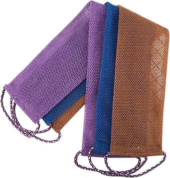 3-piece Exfoliating Bath Towel Set Back Scrubber Bath Ball Body Wash Towels African Scrubbing Net