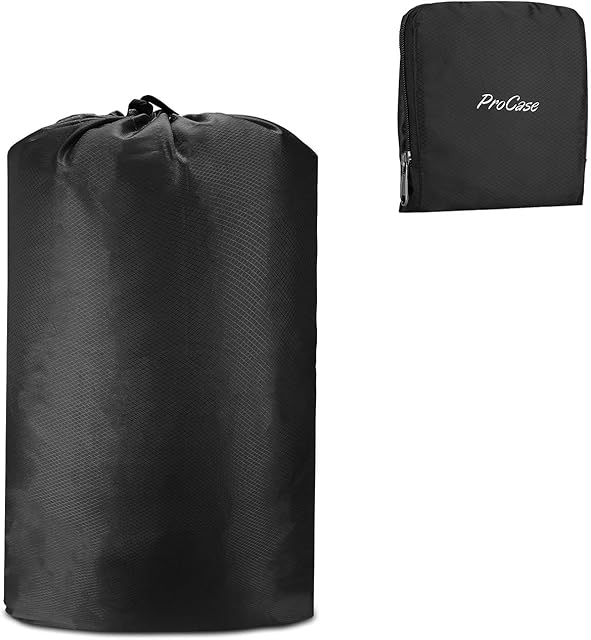 ProCase Travel Laundry Bags for Dirty Clothes, Drawstring Laundry Bag Foldable Compressible Washing Bag Storage Pouch Packing Organiser for Dirty Clothes During Trip -Black