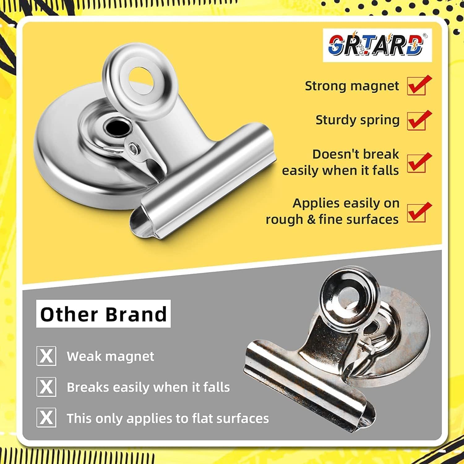 Grtard 90 Pack Magnetic Clips Heavy Duty, Magnet Clips for Fridge, Refrigerator Magnets with Clip, No-Scratch Strong Magnetic Clip for Refrigerator, Whiteboard, Cruise Cabins, Locker (Silver)