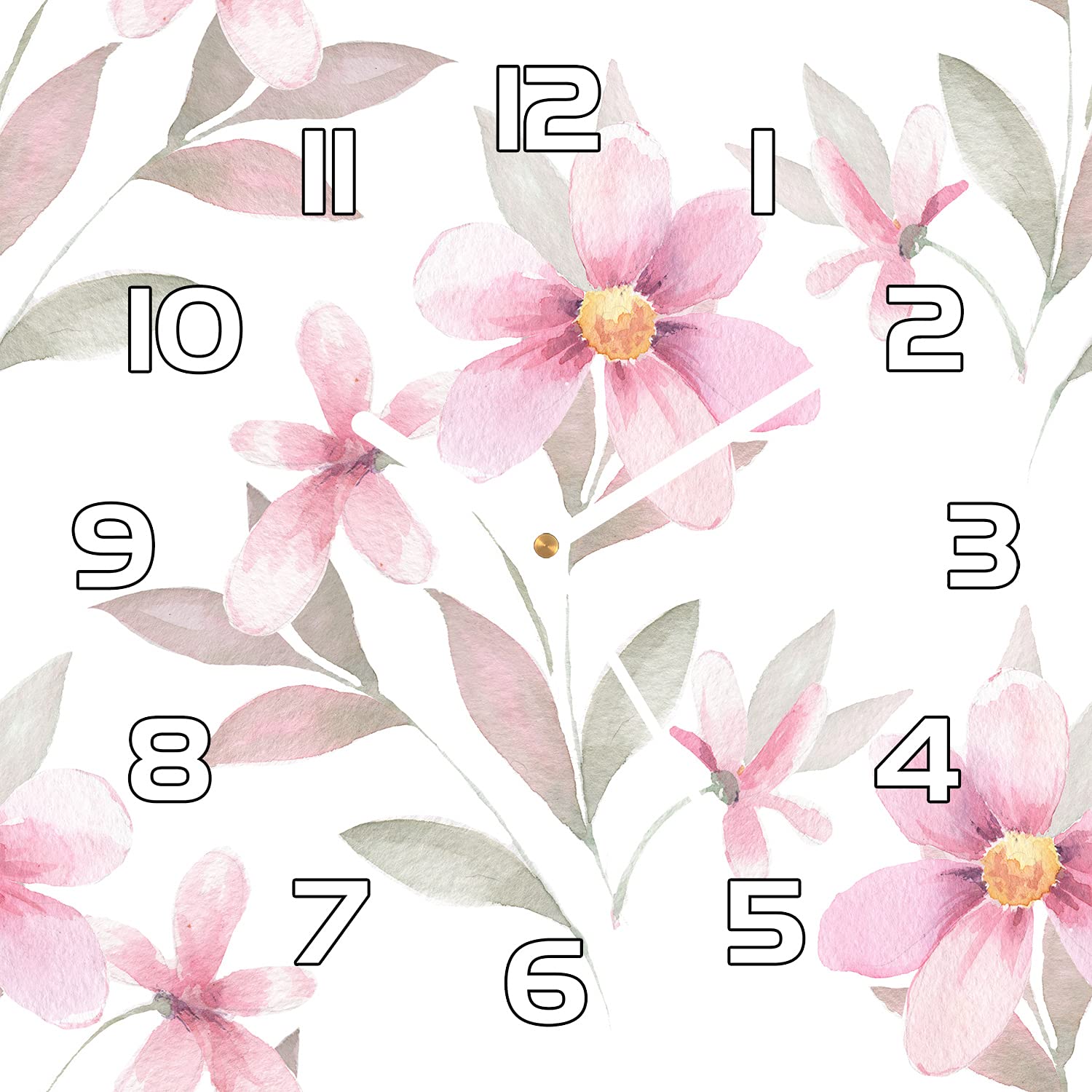 Horloge en verre 30x30 cm Coloray avec motif de fleurs délicates pour une cuisine moderne