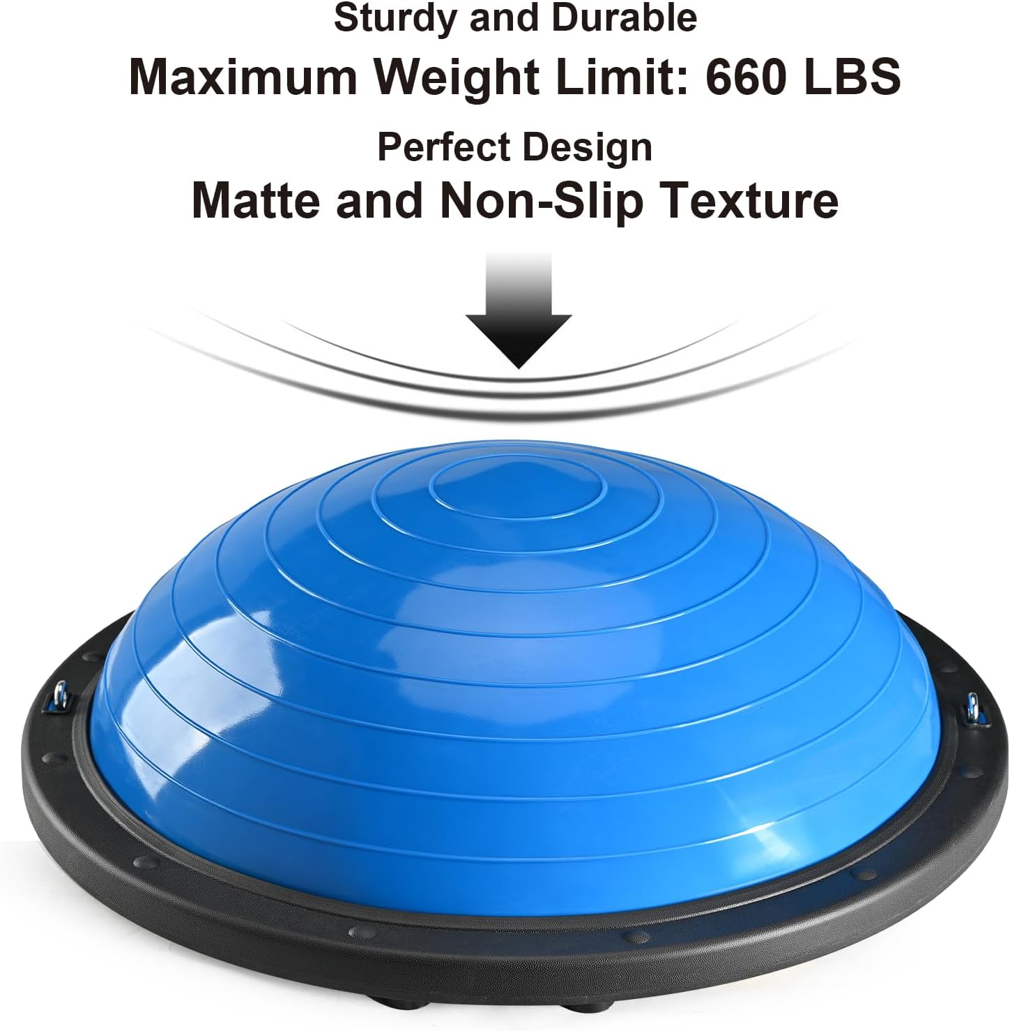 Half Balance Ball Trainer, Half Yoga Exercise Ball with Resistance Bands and Foot Pump, Balance Trainer for Stability Training, Strength Exercise Fitness, Home Gym Workout Equipment