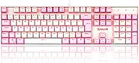 TECLADO MECANICO GAMER SINGLE COLOR REDRAGON MITRA BRANCO E ROSA COM SWITCH MARROM