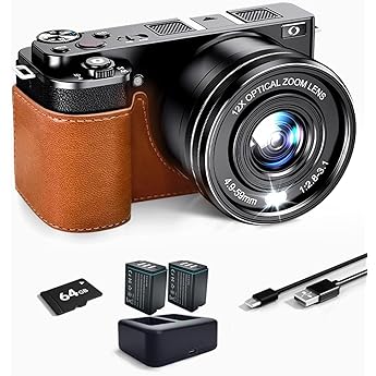 SWE Digitalkamera 4K 64MP Digital Fotokamera mit 12X Optischer Zoom und WLAN Autofokus Digitale Kamera Kompakt mit schutzh lle 64G Speicherkarte 2 Akkus und Ladeger t f r Einsteiger Hobbyfotograf