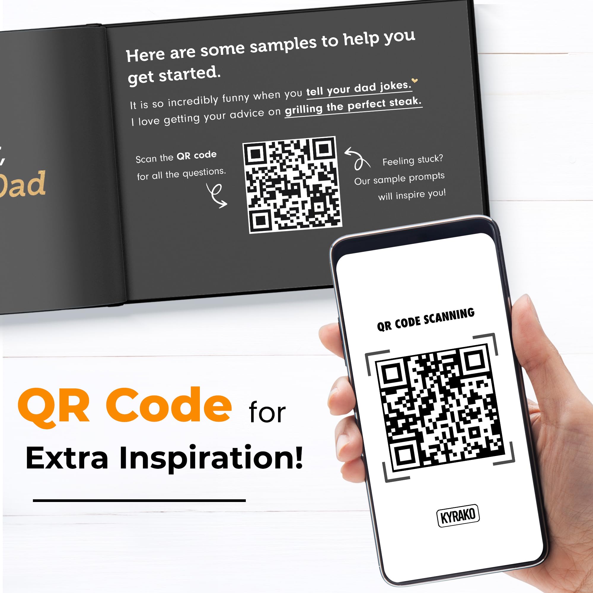KYRAKO Fathers Day Gift for Dad from Daughter, Son, Kids - What I Love about Dad Book, Fill-in-the-Blank Book for Dad: Fun Prompt Notebook to Share Memories, Thoughtful Birthday Present & Keepsake