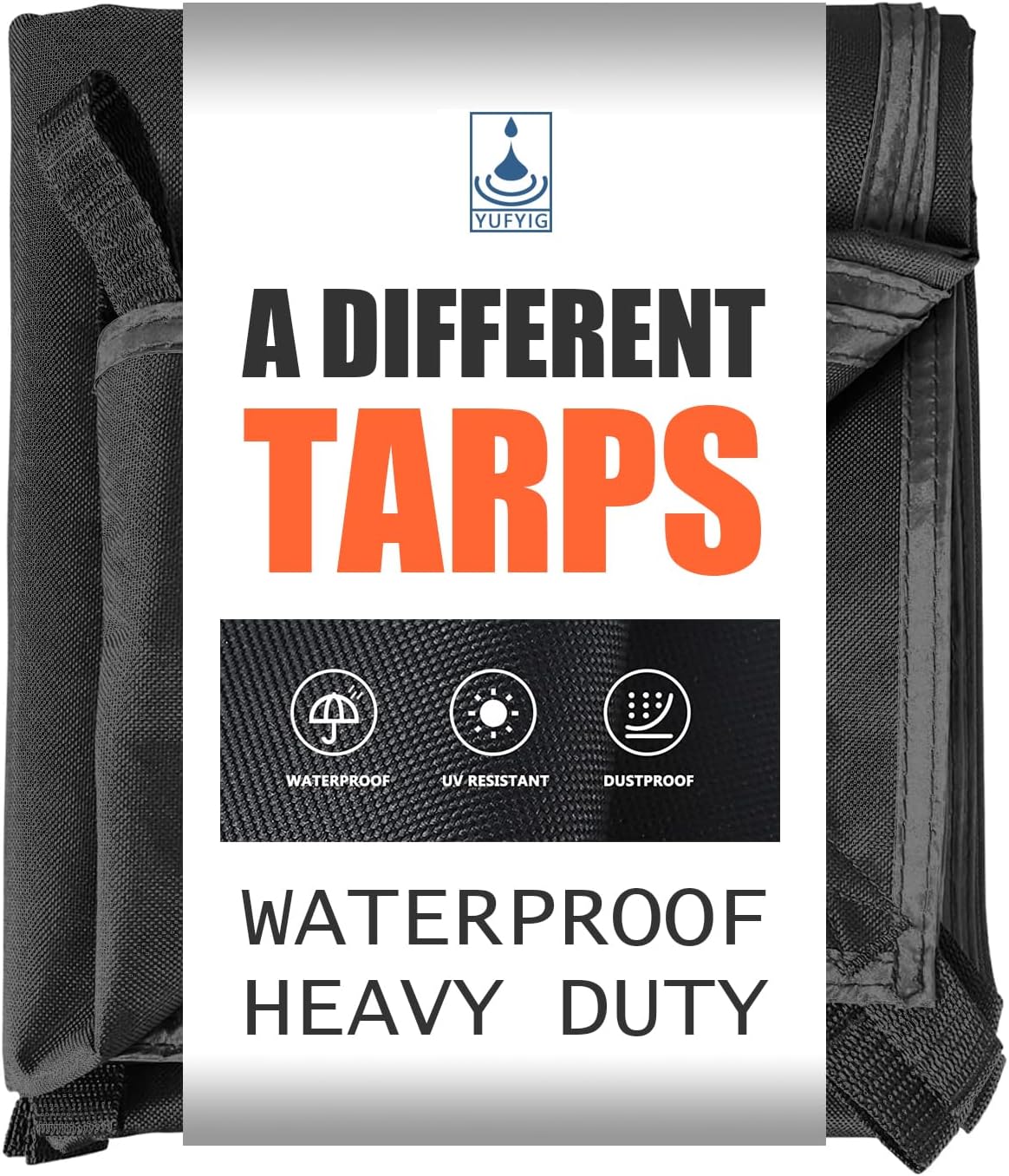 Heavy Duty 20 Mil Black Waterproof Tarp 7x12ft for All Weather Use