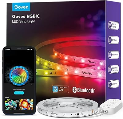 Govee LED Strip Light 10m, RGBIC Smart LED Light Strip Bluetooth APP Control, DIY Color Changing, Music Sync, for Bedroom Kitchen Party Home Decor, Not Support WiFi