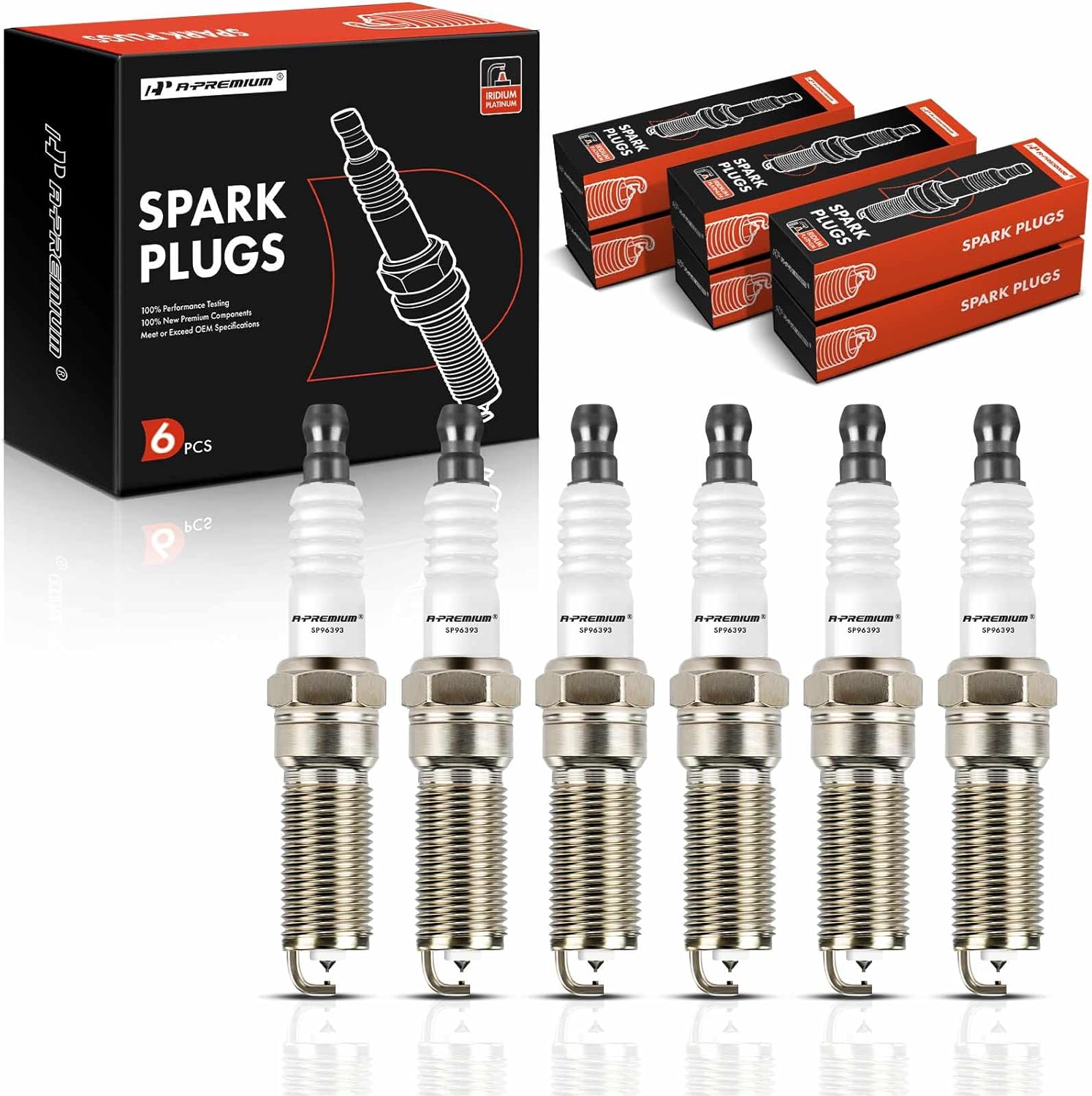 A-Premium Iridium Platinum Spark Plugs Compatible with Cadillac CTS 2015-2019, XTS 2016-2019, ATS 2016-2019, V6 3.6L, Turbocharged