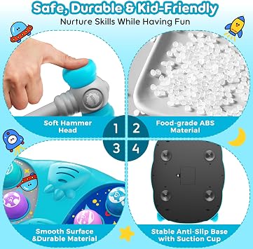Whack Game Mole for Kids Ages 3-12, Interactive Educational Toys | 3 modes, 9 speeds, 36 challenges, lights & sounds, motor skills & coordination, safe ABS with 2 soft hammers, Birthday Gifts