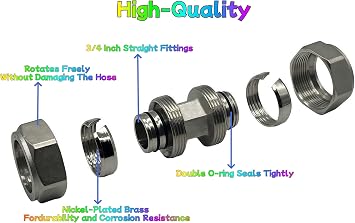 3/4 Straight Air Fittings, Brass Nickel for Rapid Air System, 2Pcs