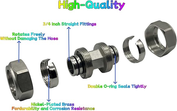 3/4 Straight Air Fittings, Brass Nickel for Rapid Air System, 2Pcs