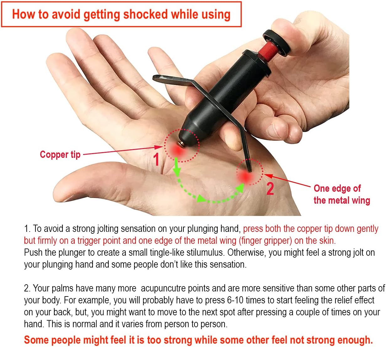 Trigger Point Stimulator Tool - Electric Current Sensation with No Needles No Battery (2 Packs)