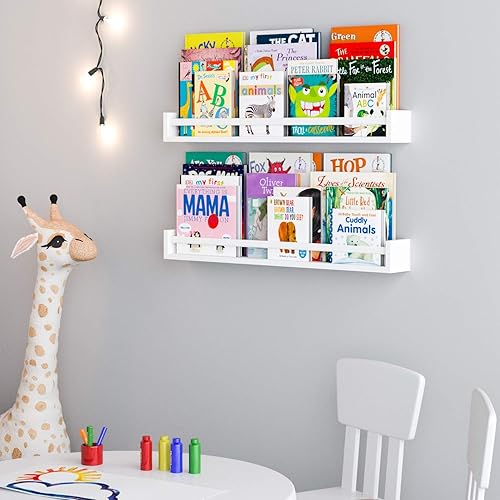 Miniatura 2 de Wallniture Utah - Estantes flotantes de madera para habitación de niños de 32 pulgadas, para habitación de niños, color blanco