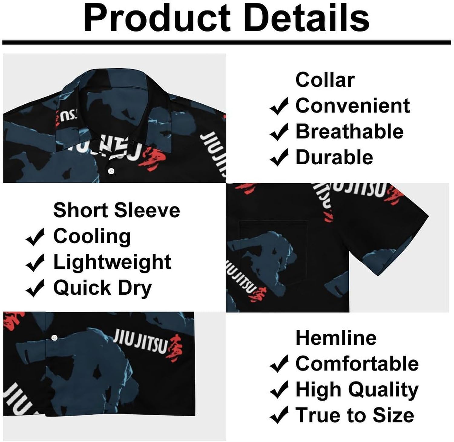 Brazilian Jiu Jitsu Short Sleeve Shirts for Men Casual Top 5X-Large