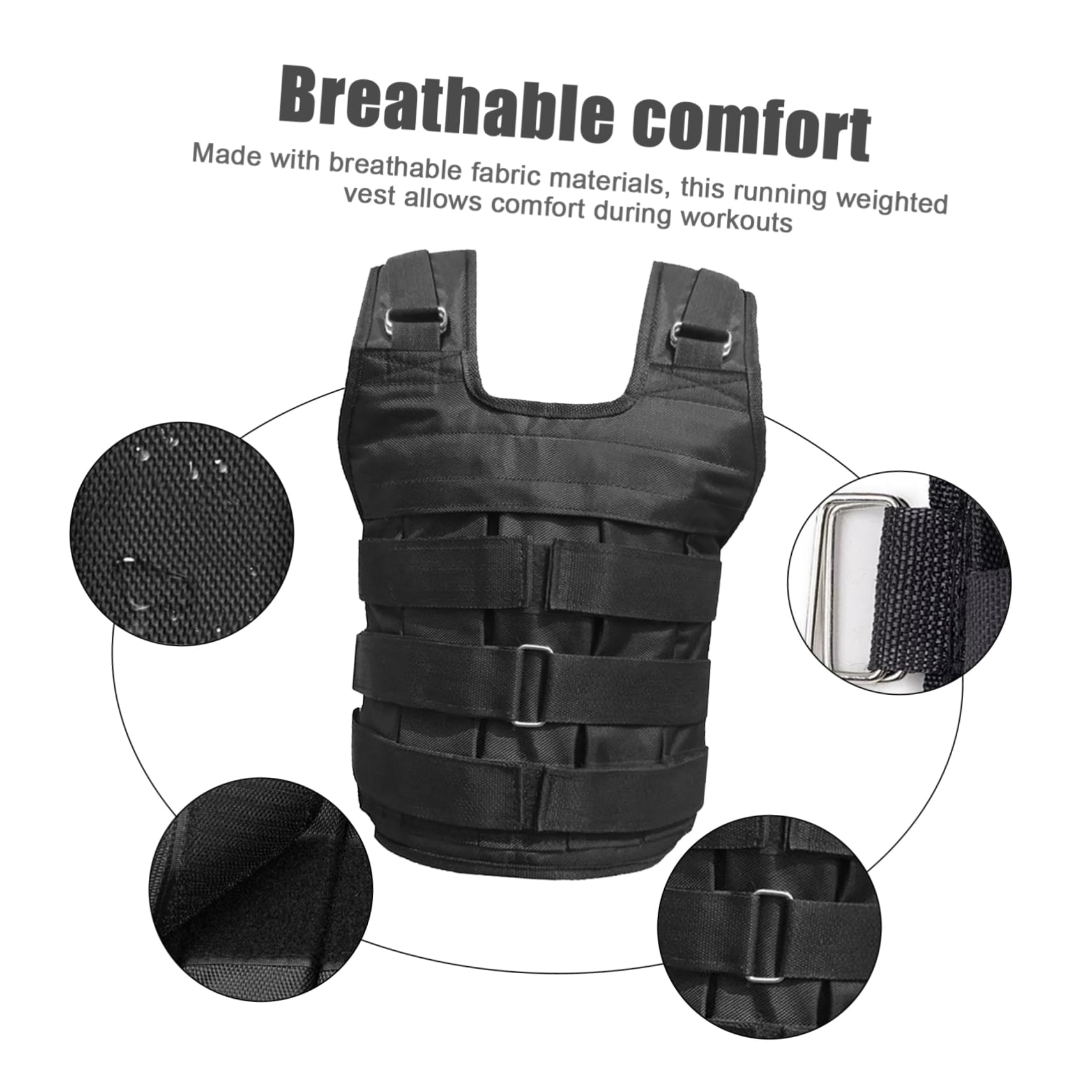 Gilet Zavorrato Regolabile Nero Oxford per Uomo e Donna | Fino a 50kg, per Palestra e Corsa, Design Moderno Vestibilità Versatile