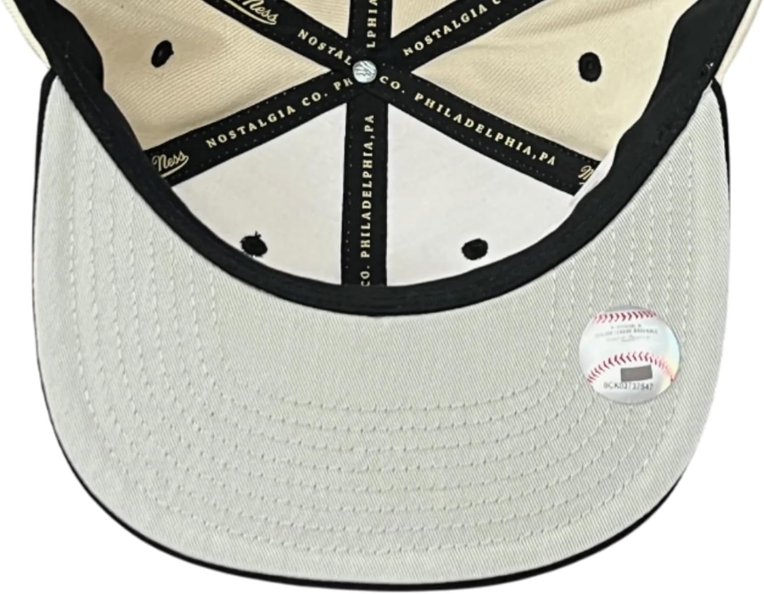 Mitchell & Ness Los Angeles Angels MLB Evergreen Coop Snapback Hat Cap, Cream/Black