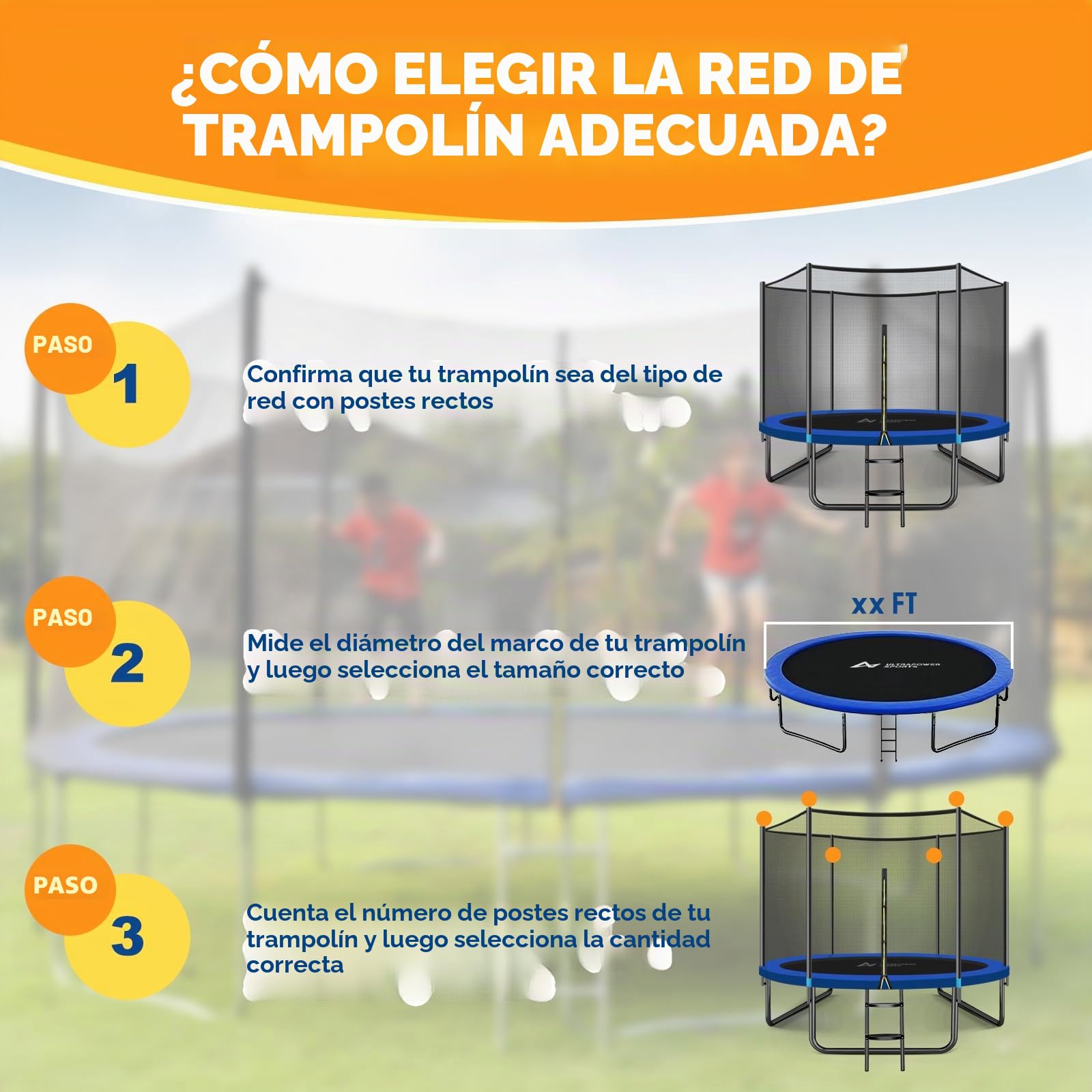 Red de Seguridad para Trampolín 244 305 366 396 397 400 426 427 430 cm, Protector Cama Elastica, Red de Repuesto para Cama Elastica, Red de Repuesto para Trampolín Redondo para 6/8 Postes Rectos