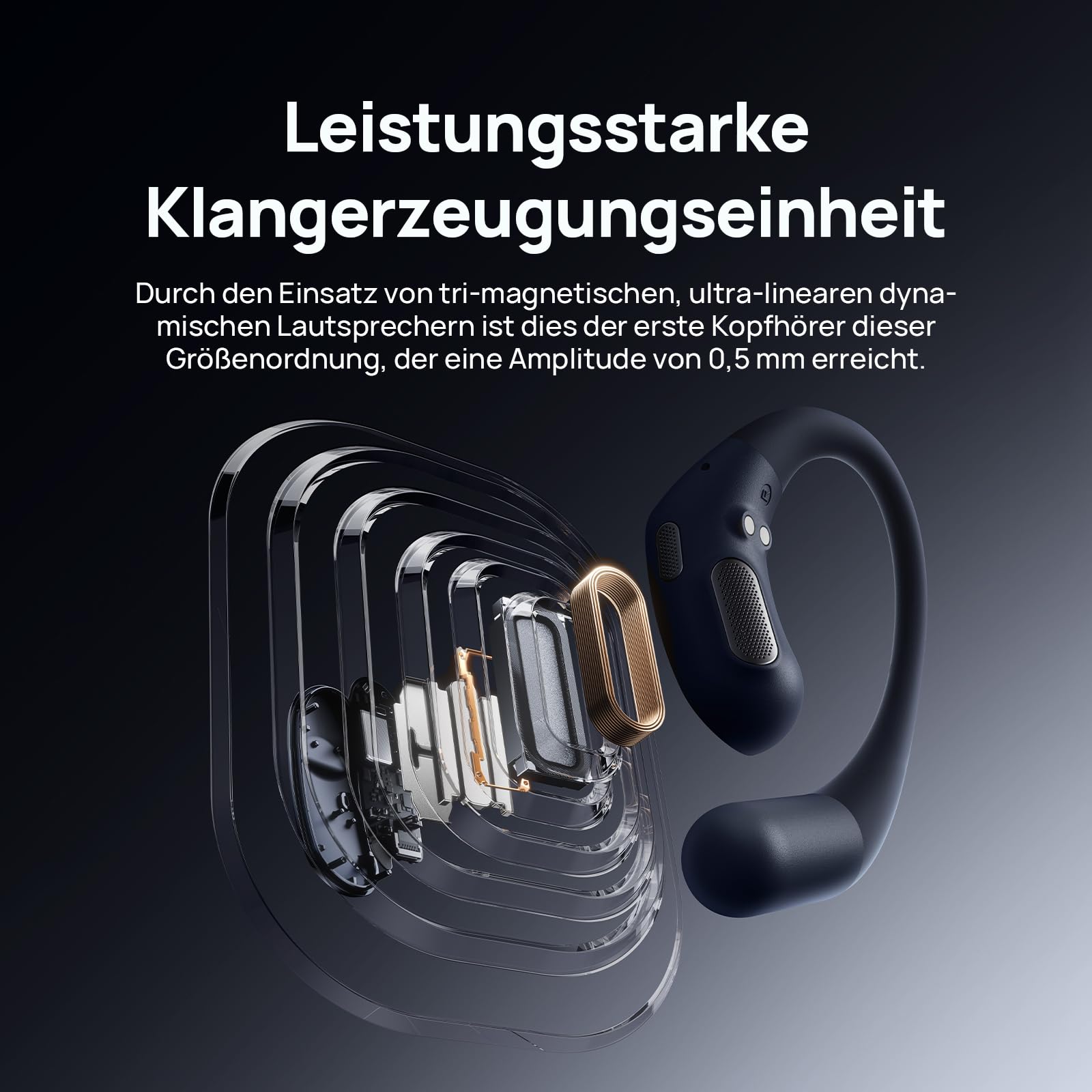 Mibro OpenEar Pro Kopfhörer Bluetooth 5.4, IPX4 Wasserfest | Wireless-Ohrhörer mit Mikrofon Bluetooth Earbuds, 30 Stunden Wiedergabezeit Open-Ear-Kopfhörer, Schnellladung (Schwarz)