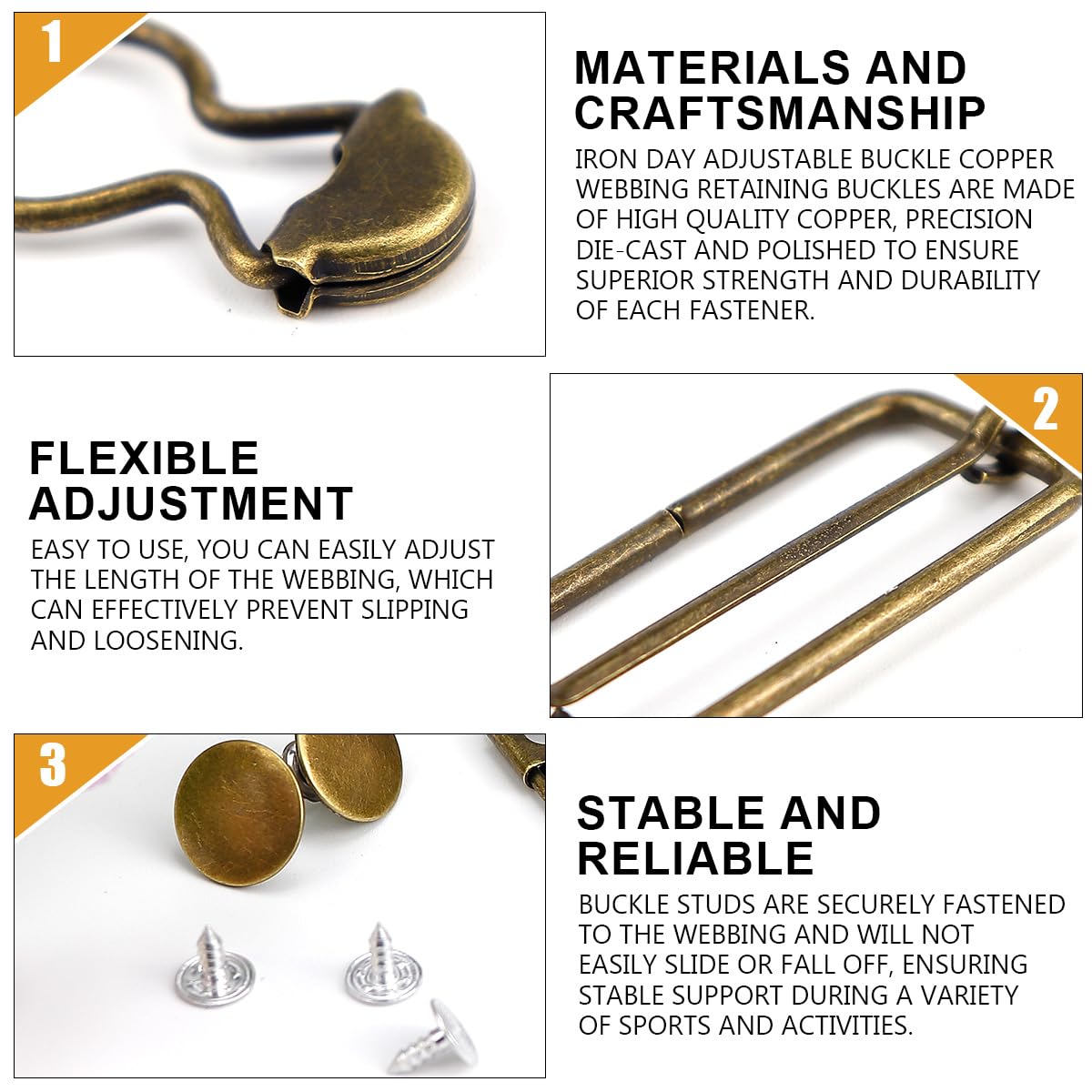FERCAISH 2 Sets of Dungarees Clips Replacement, Metal Dungarees Buckles with Sliding Buckle - Image 2