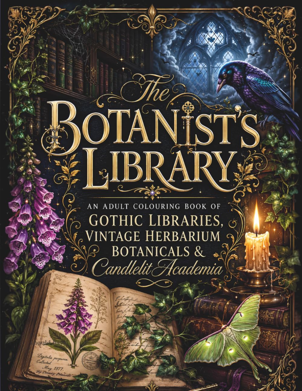 The Botanist's Library: An Adult Colouring Book of Gothic Libraries, Vintage Herbarium Botanicals & Candlelit Academia — Gothic Herbarium, Vol. 1