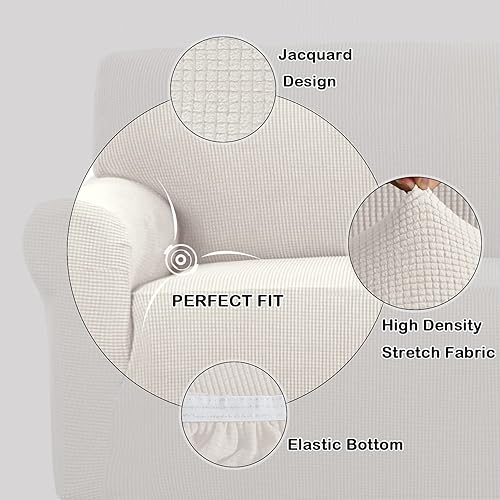 Miniatura 9 de Turquoize - Funda elástica para sofá de 1 pieza, de tela jacquard y parte inferior elástica, protector de muebles contra mascotas