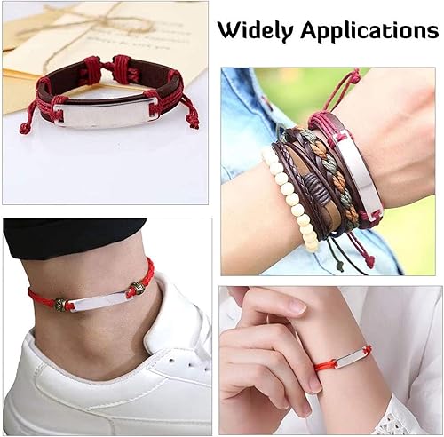 Miniatura 4 de UNICRAFTALE Acerca de 30 piezas de eslabones rectangulares de acero inoxidable 1.201 in de largo, etiquetas de identificación en blanco de 1.201 in,