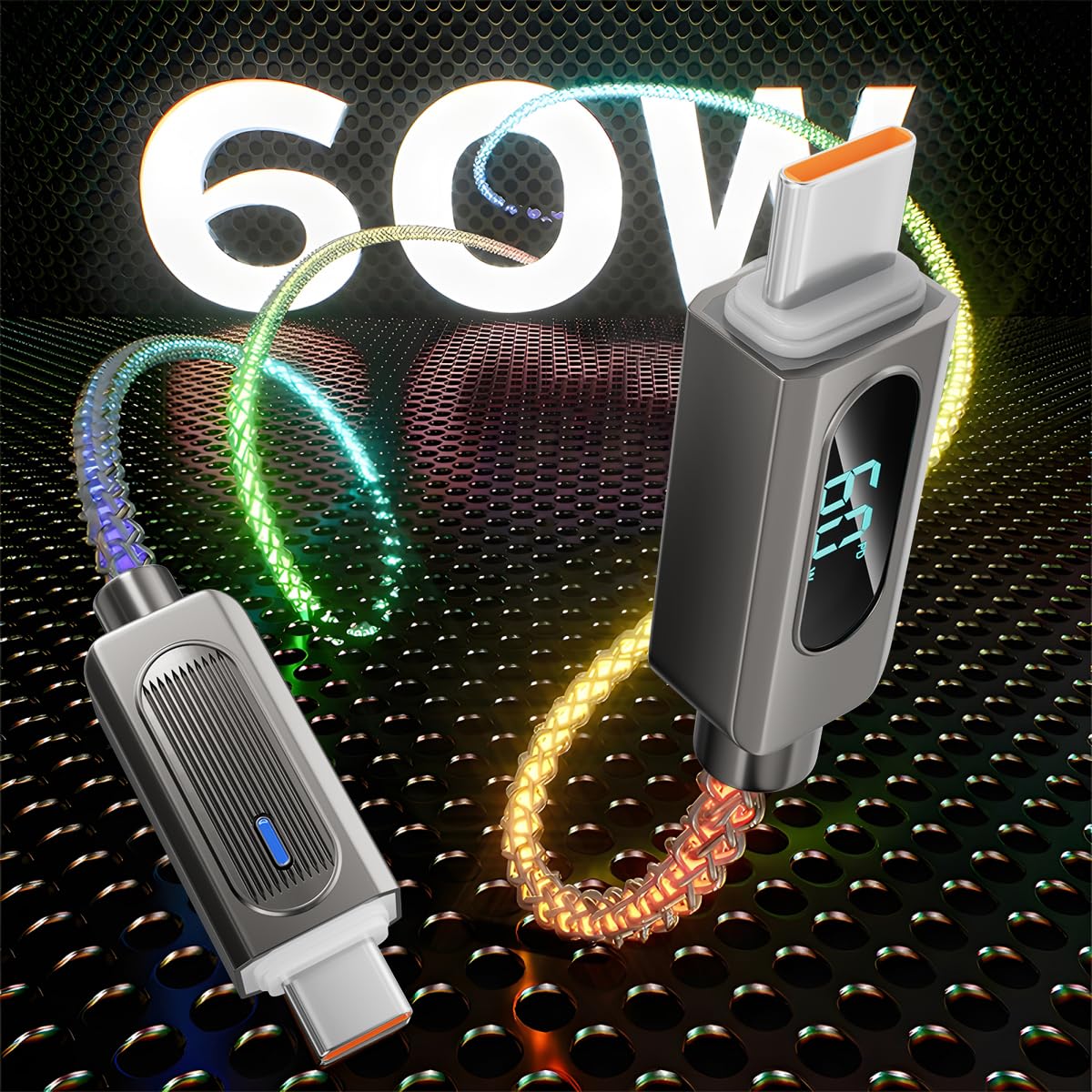 Cavo di ricarica USB C Light Up 2 m LED da 2 m RGB USBC a USBC