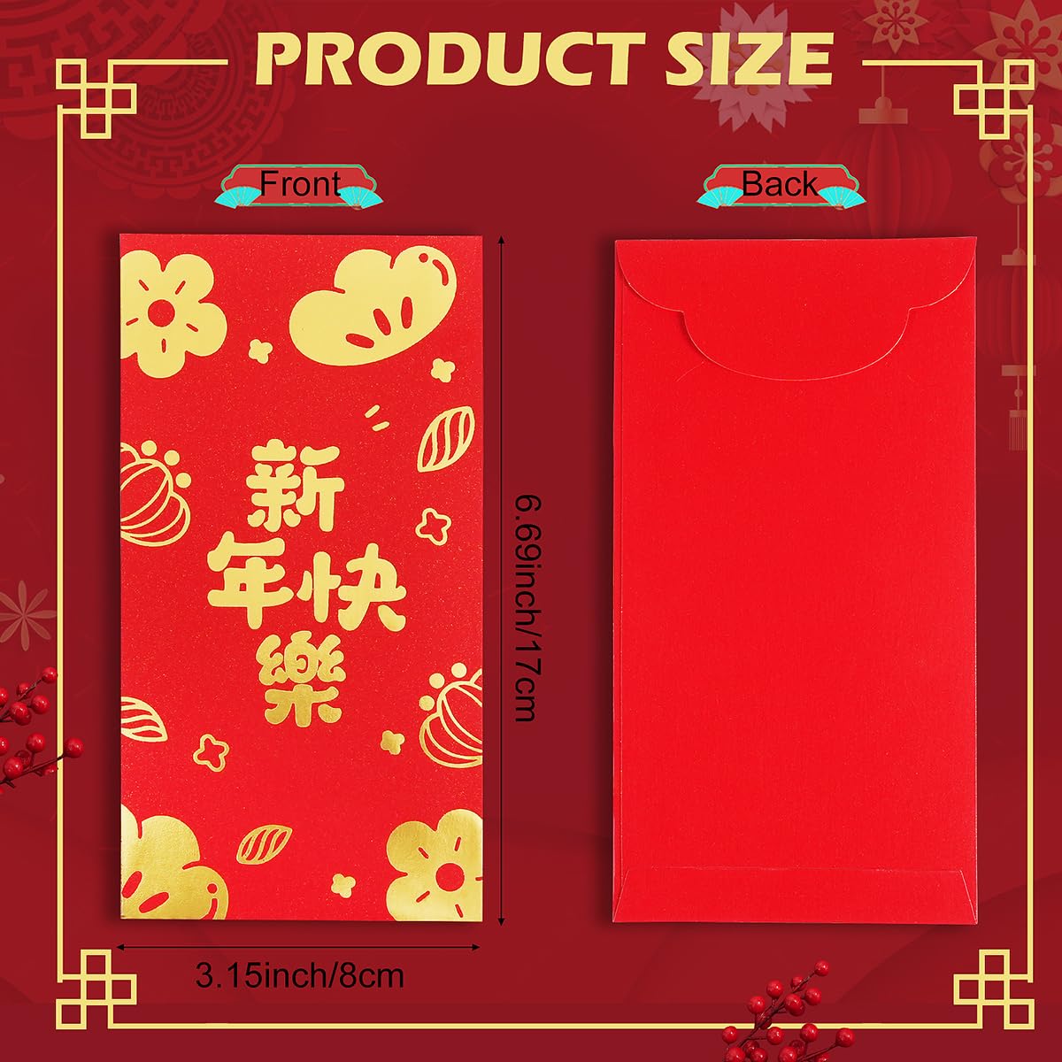 Red Envelopes Chinese New Year, 30 Pack 6 Styles Gold Foil Lucky Money Envelopes for Cash, 6.6 x 3.5inches - Image 4
