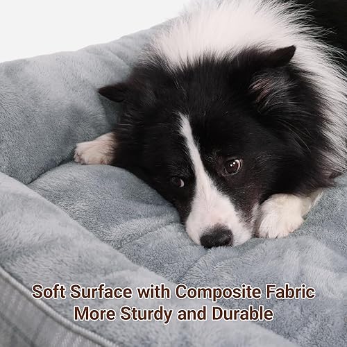 Miniatura 3 de MIHIKK Camas rectangulares para perros y gatos grandes, cama ortopédica para mascotas para sofá con abrazo duradero para cachorros y parte inferior