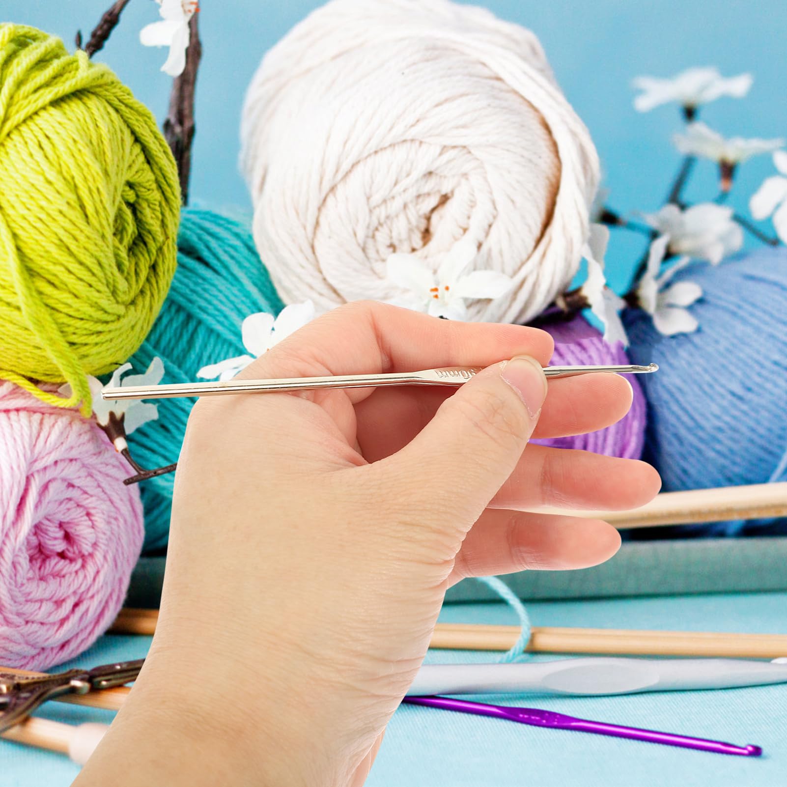 15 Juegos ganchillo de encaje agujas para hilo enhebradores equipo de tejer manos acero agujas crochet ergonómicas sombrero crochet aguja kit de agujas de ganchillo