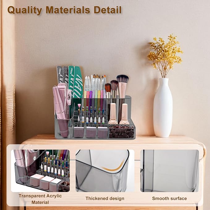 Organizador de Brocas de Manicura ANRUI Gris miniatura 4