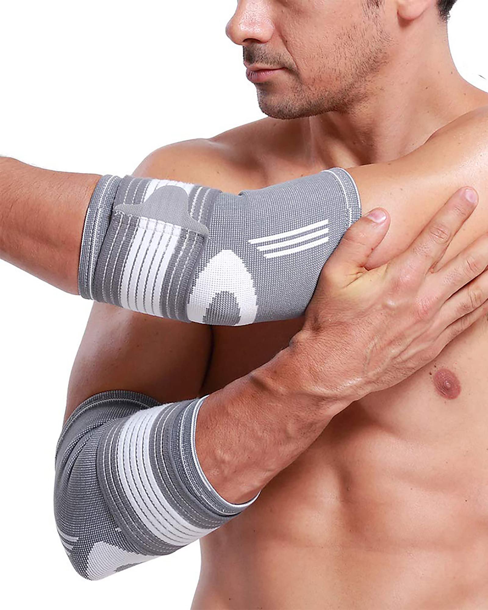 Codera deportiva Mangas de compresión Codera antideslizante Soportes Protector de fitness para codo de tenista, codo de golfista, artritis, tendinitis, M (M)