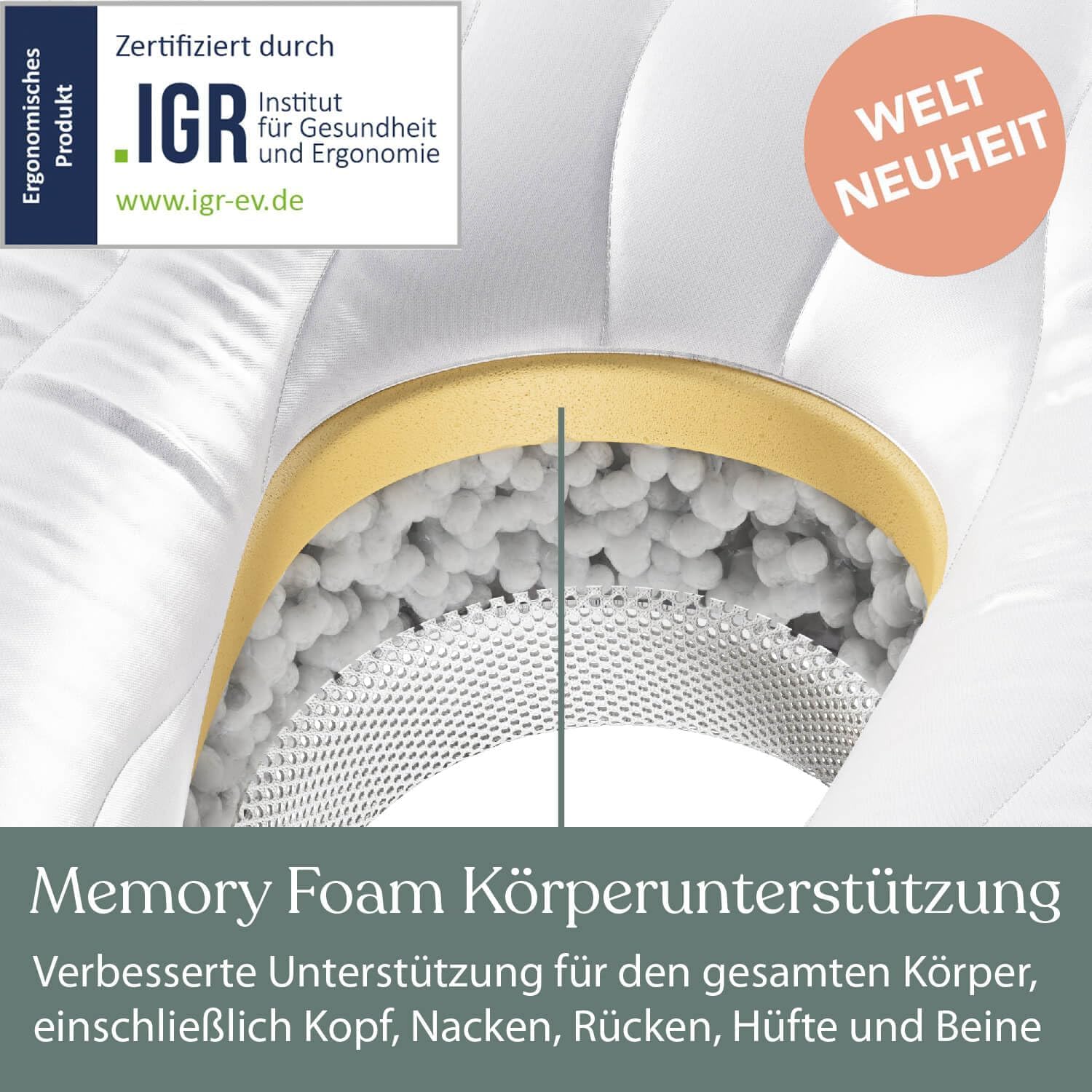 Traumreiter Seitenschläferkissen Visco XXL PRO, ergonomisches Nackenkissen Memory Foam