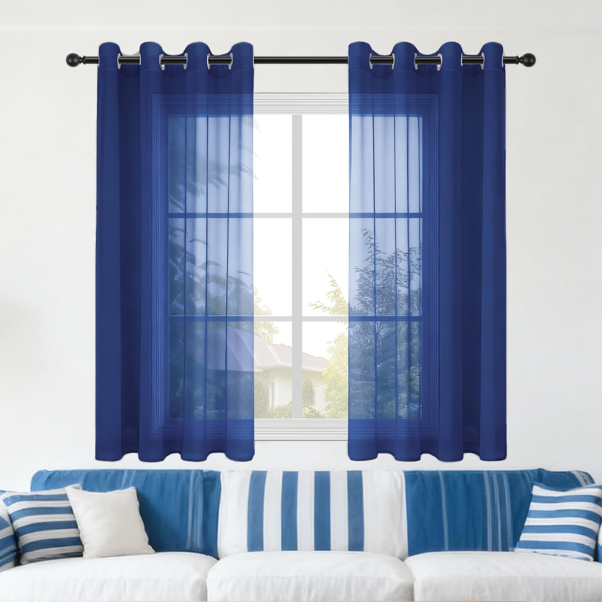 Deconovo 2 PCS Rideau Occultant Pour Salon Thermique Isolant Rideaux Constellation D'or Imprimée Pour Chambre 117x229 CM Bleu - Maison