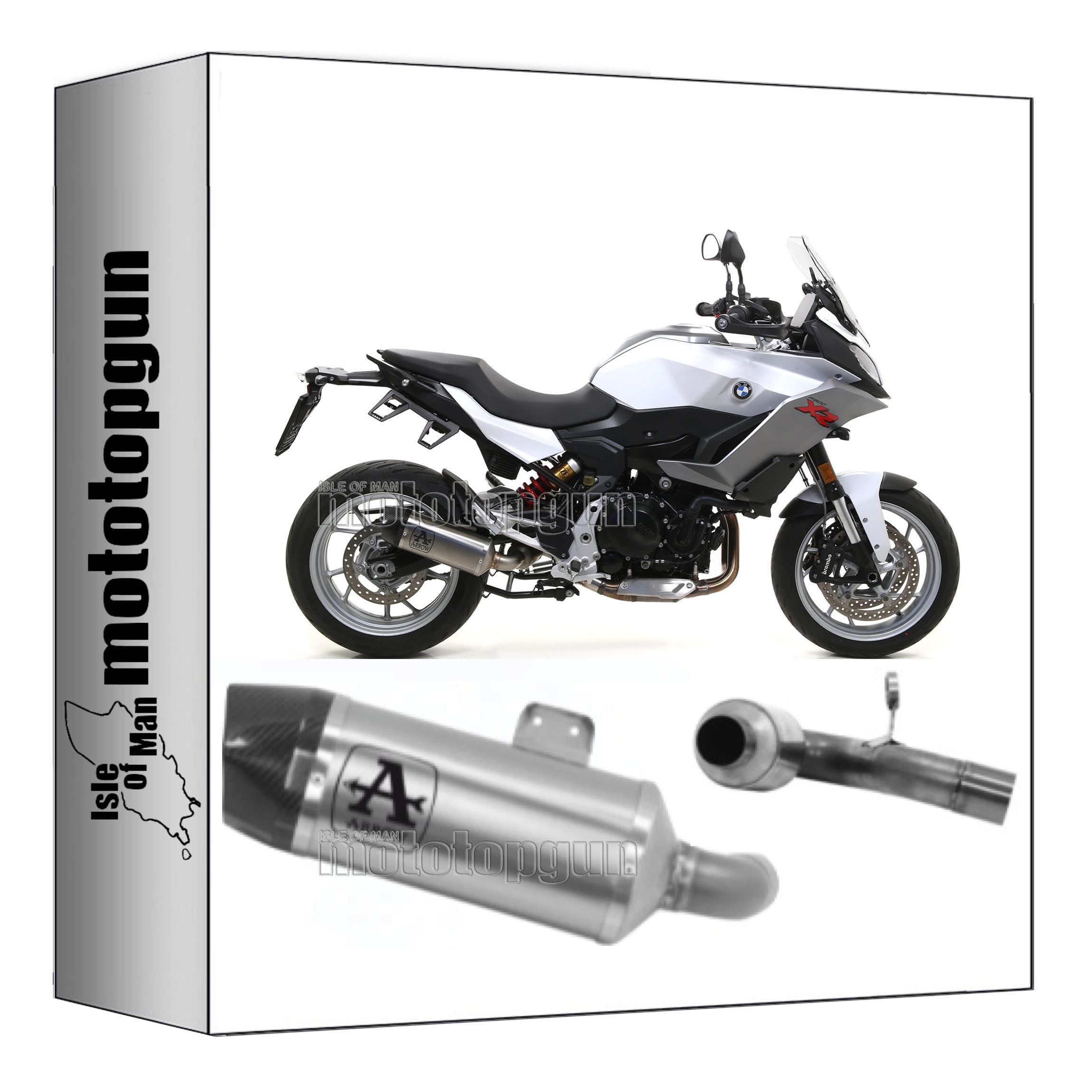 arrow 71915AK + 71729MI pot echappement approuve + raccord open indy-race aluminium embout carby compatible avec bmw f900 f-900 xr 2024 mototopgun