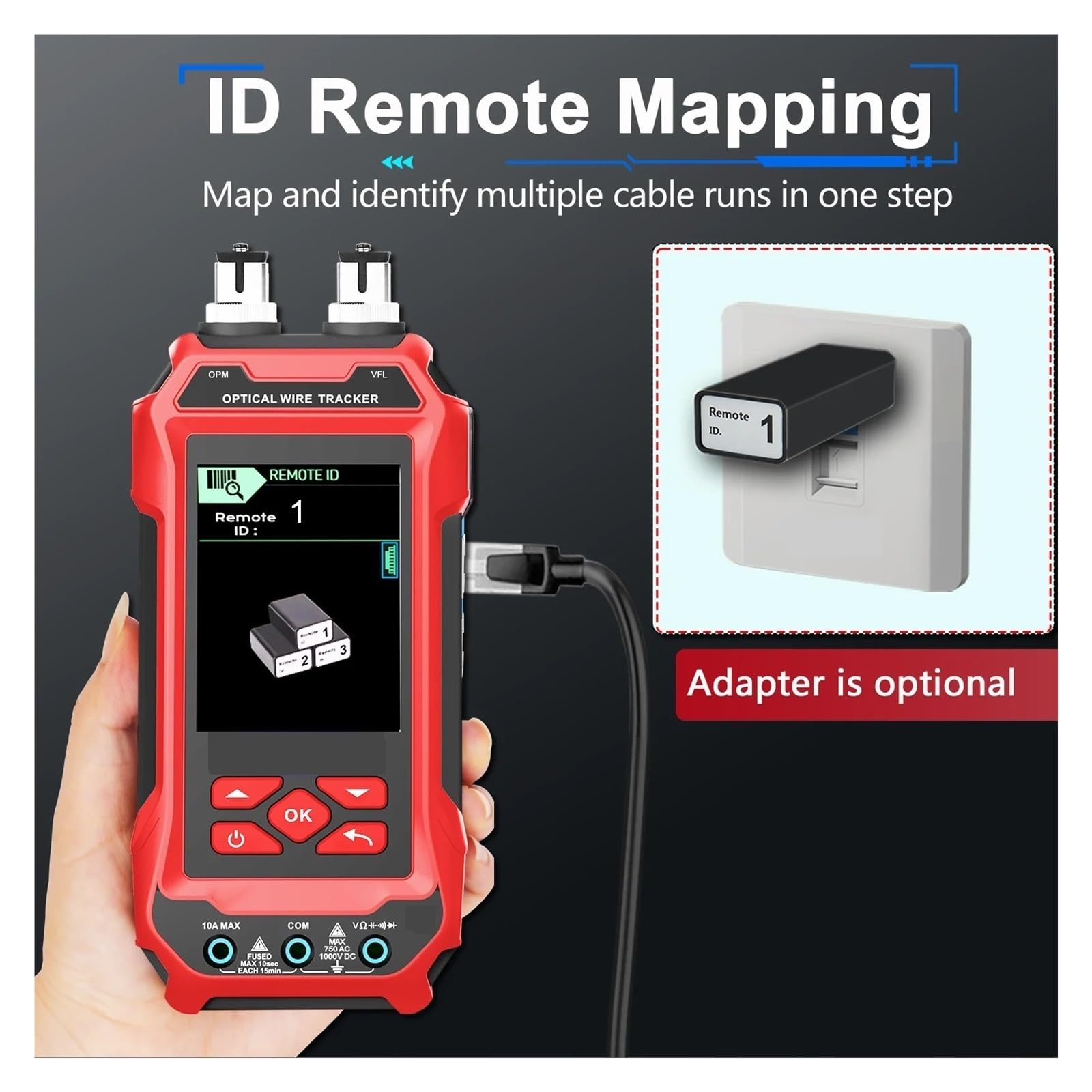 Probador de cable red, medidor potencia óptica, multímetro, buscador línea LAN 4 en 1, comprobador for cableado estructurado Ligero Y PortáTil