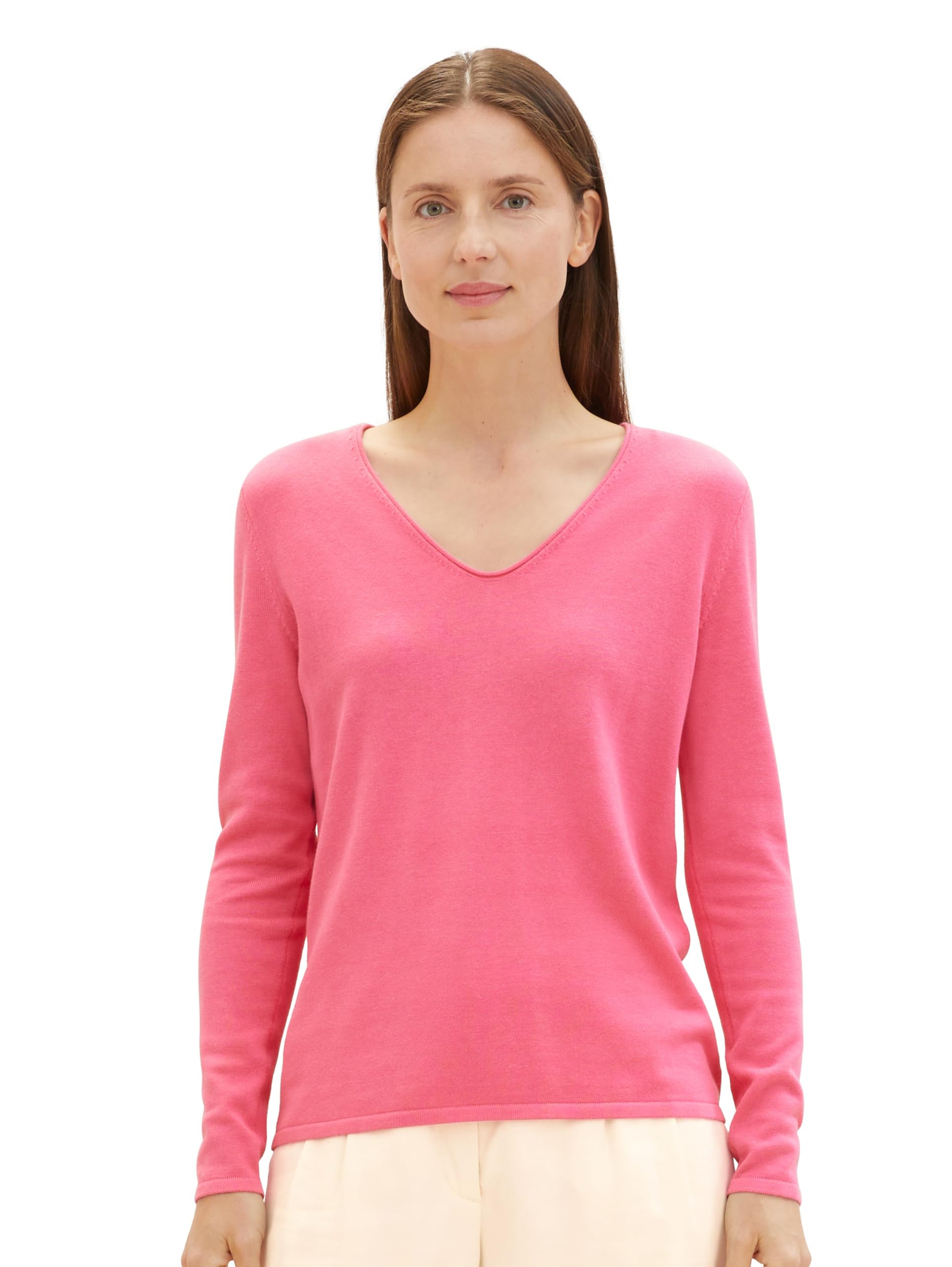 TOM TAILOR Damen Strickpullover mit V-Ausschnitt