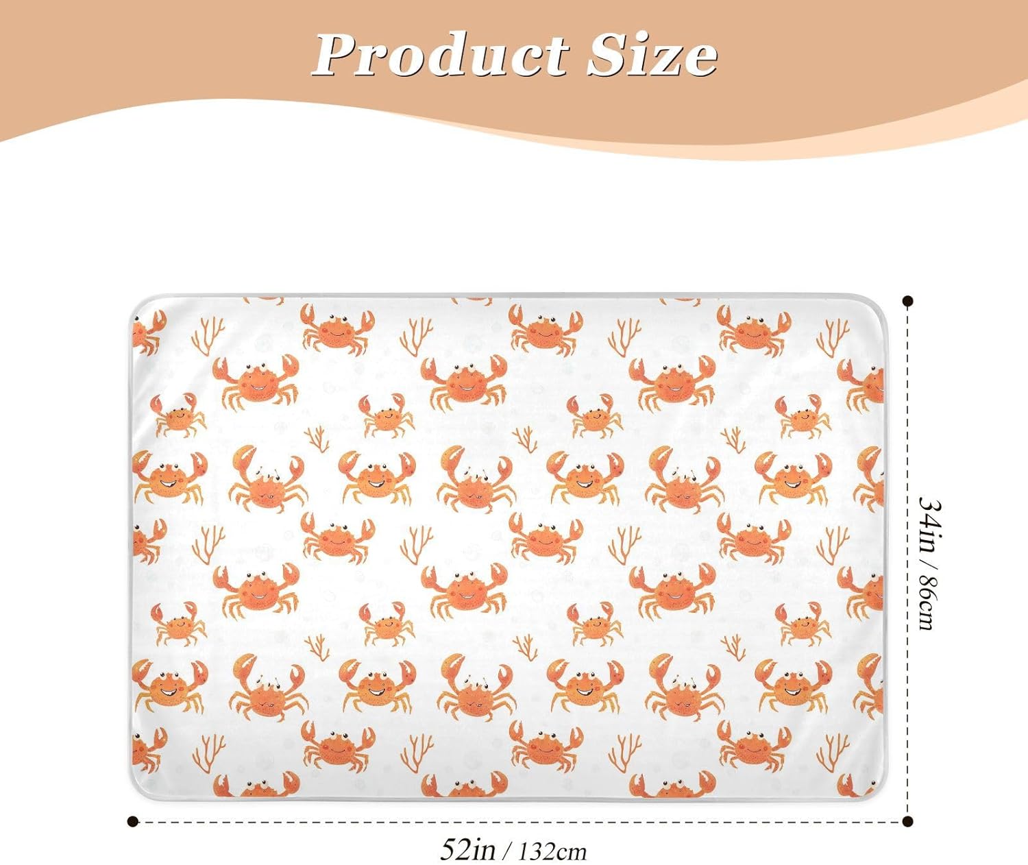 Cute King Crab White Extra Large Resuable Baby Bed Pad Waterproof Washable Mattress Pad Cute Cool Incontinence Pads for Children Adults Pets , 52" L x 34" W