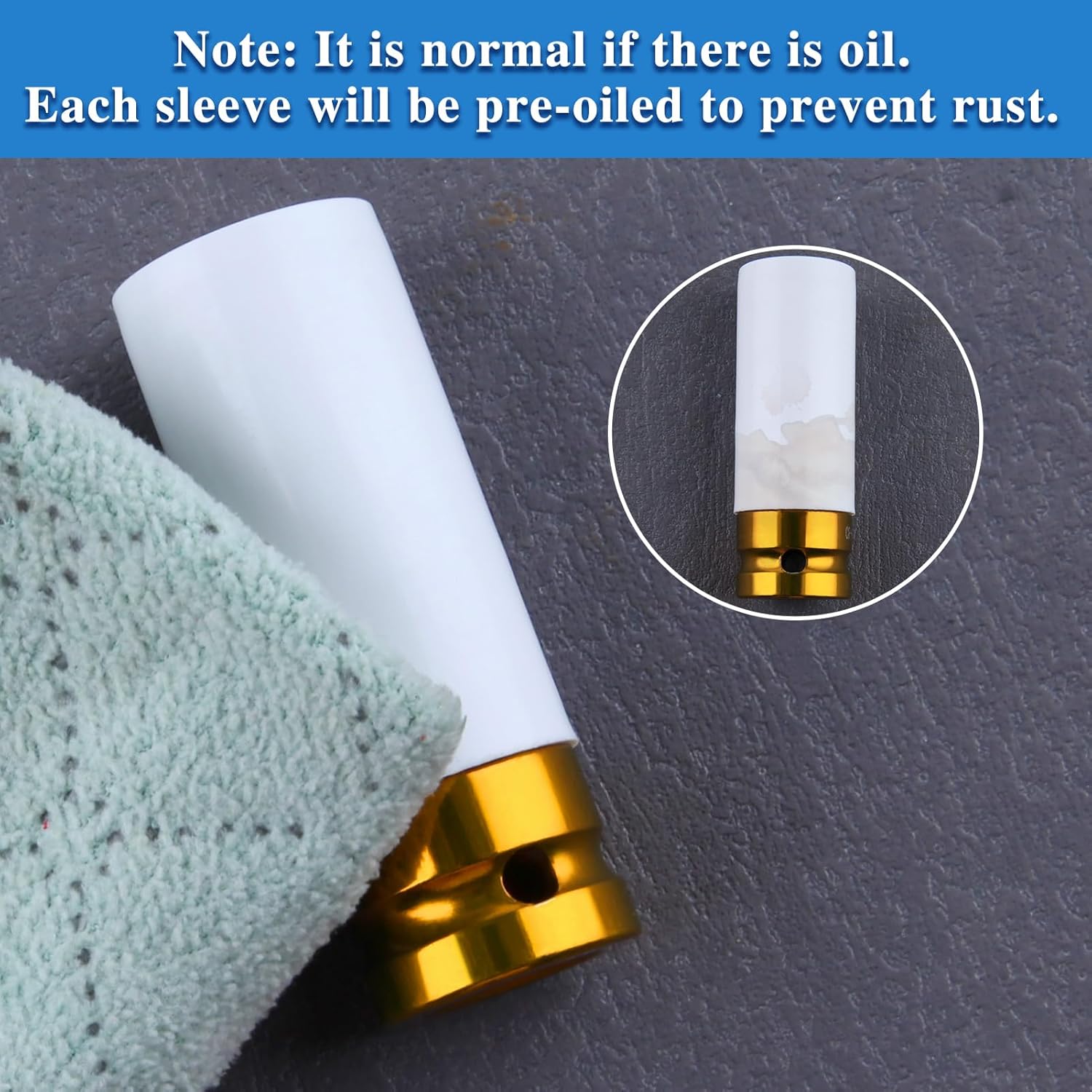 5 Pcs 1/2 Inch Drive Deep Impact Socket Set Metric, Non-Marring Protective Wheel Lug Nut Impact Socket, Thin Wall Deep Impact Socket Set 6 Point, 15mm, 17mm, 19mm, 21mm, 22mm, CR-MO