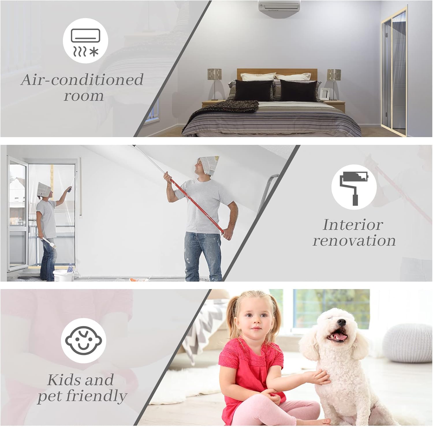 Juexica 2 Sets Magnetic Dust Barrier Door Kit 47 x 87 in, Construction Plastic Doorway Temporary Door Cover Magnet Screen Curtain Self Closing for Bathroom Kitchen Air Conditioner Room