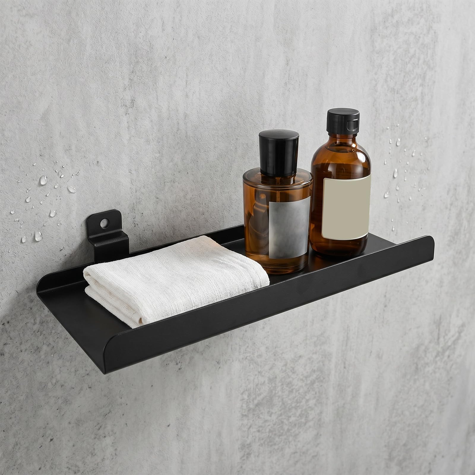 2 Pezzi Mensola da Parete in Metallo Nero Bordatura Minimalista e Struttura Stabile, per Esposizione di Oggetti e Foto in Negozi e Casa