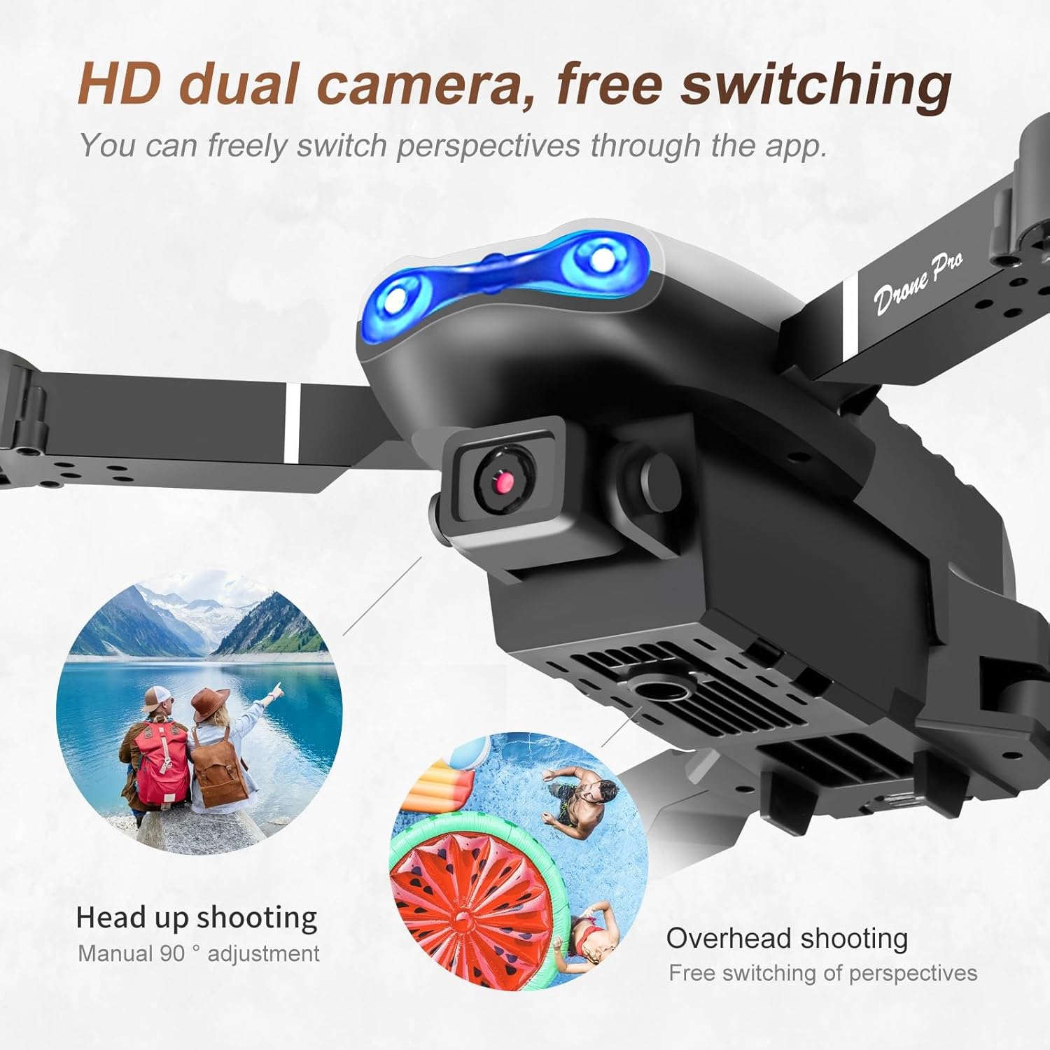 Daul 4K HD FPV Camera Remote Control RC Drone Toys Gifts for Beginners Kids - Altitude Hold Headless Mode Start Speed Adjustment 2.4GHz WiFi Foldable Quadcopter with Carrying Bag for (Silver)