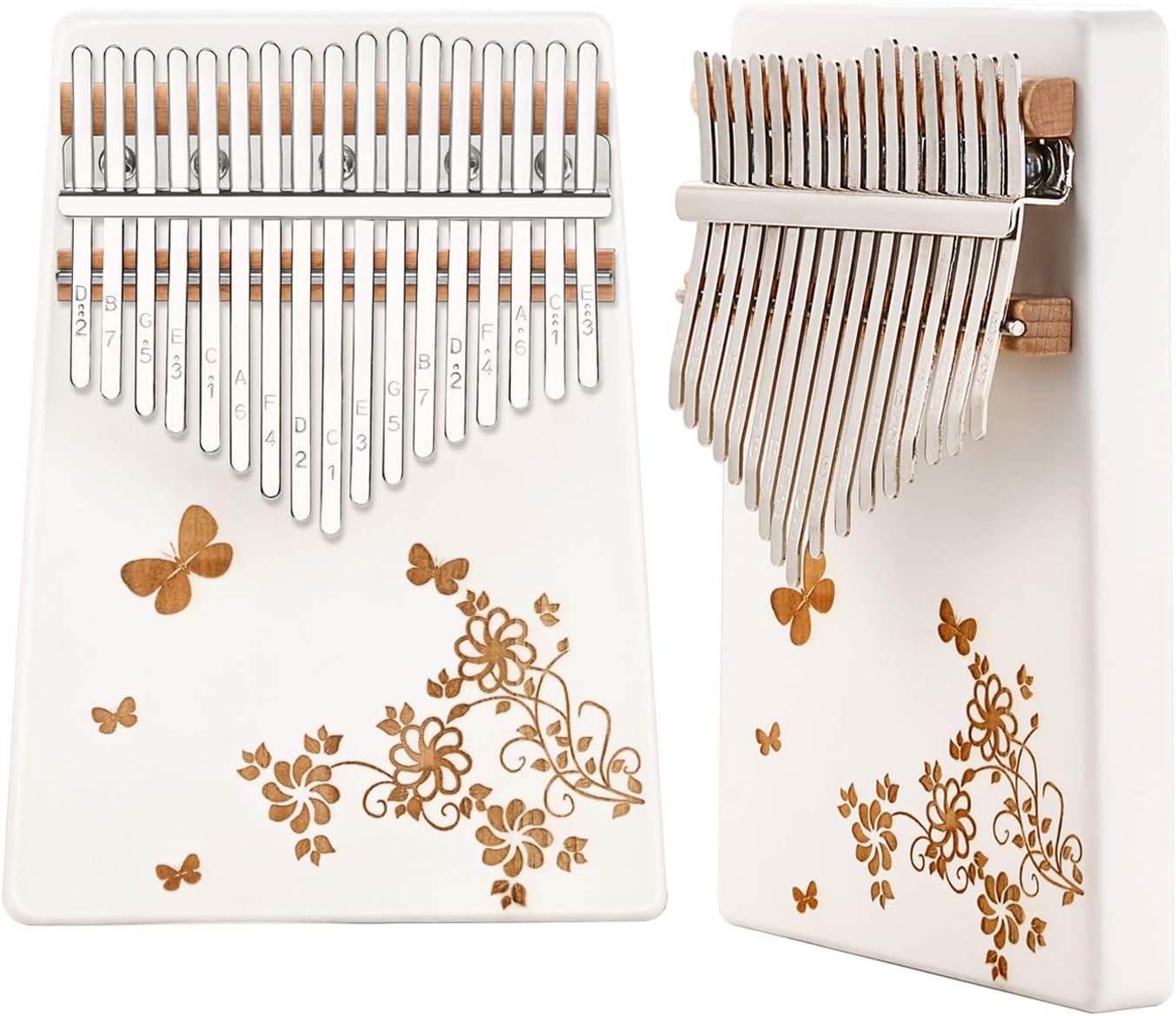 CILILI Kalimba 17 Keys Acrylic Crystal Thumb Piano Portable Musical Instrument Kits Gift For Kids Adult Beginners (Clear(Butterfly-Flower))