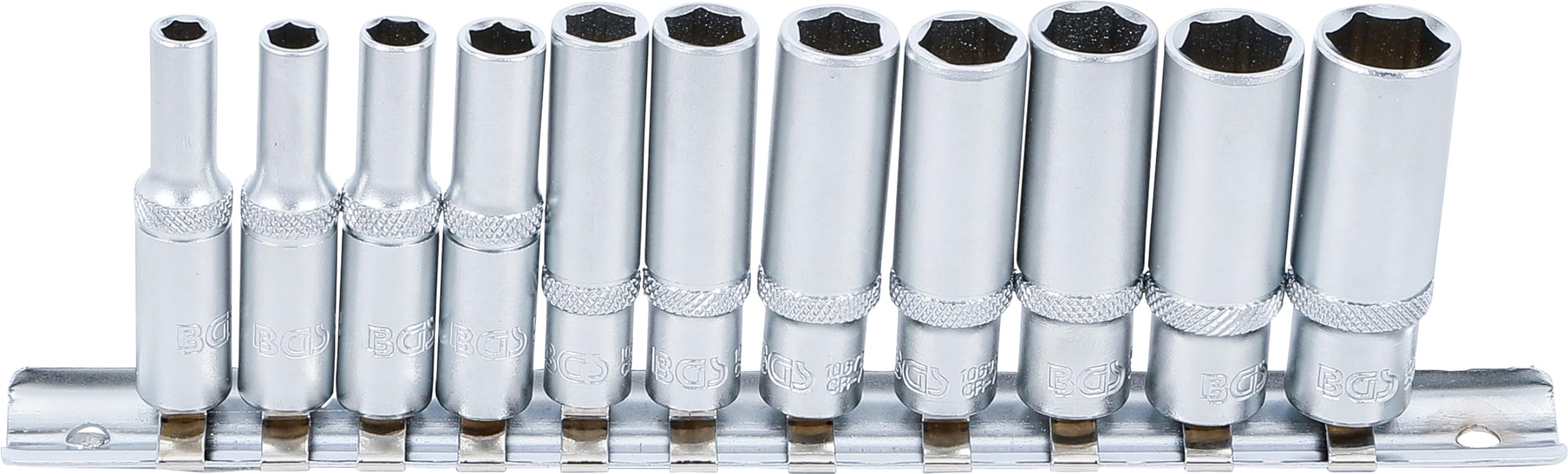 BGS 2429 | Socket Set, Hexagon, deep | 6.3 mm (1/4") Drive | Inch Sizes | 11 pcs.