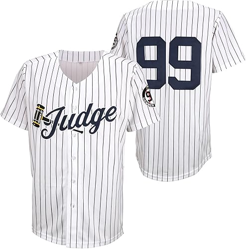99 Parches bordados de jersey de béisbol Jersey blanco cosido con rayas azul marino