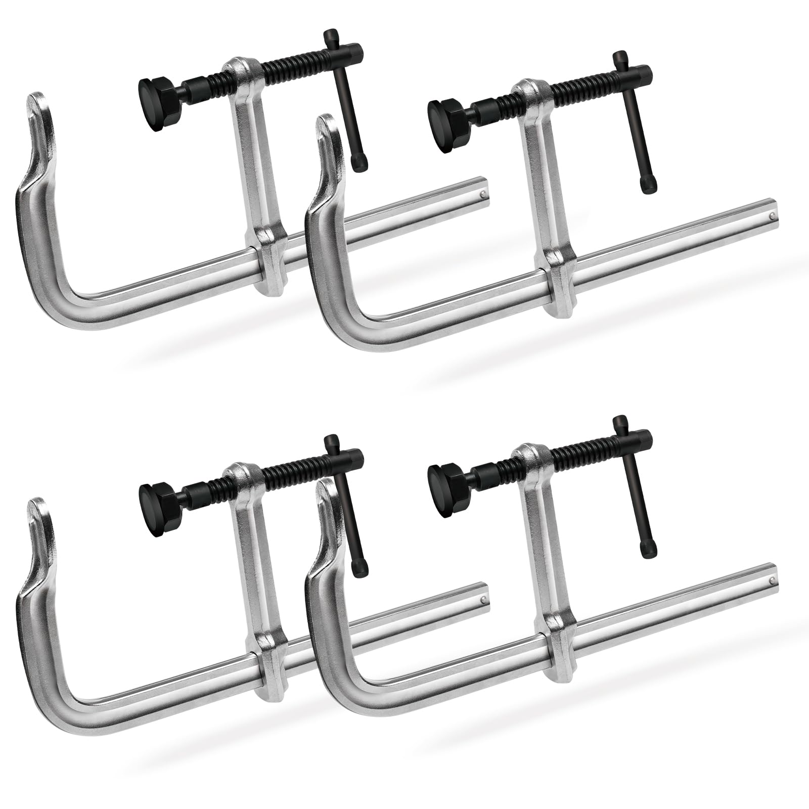Heavy-Duty 12-Inch F-Clamps, 4-Pack, 3450 Lbs Forged Alloy Steel