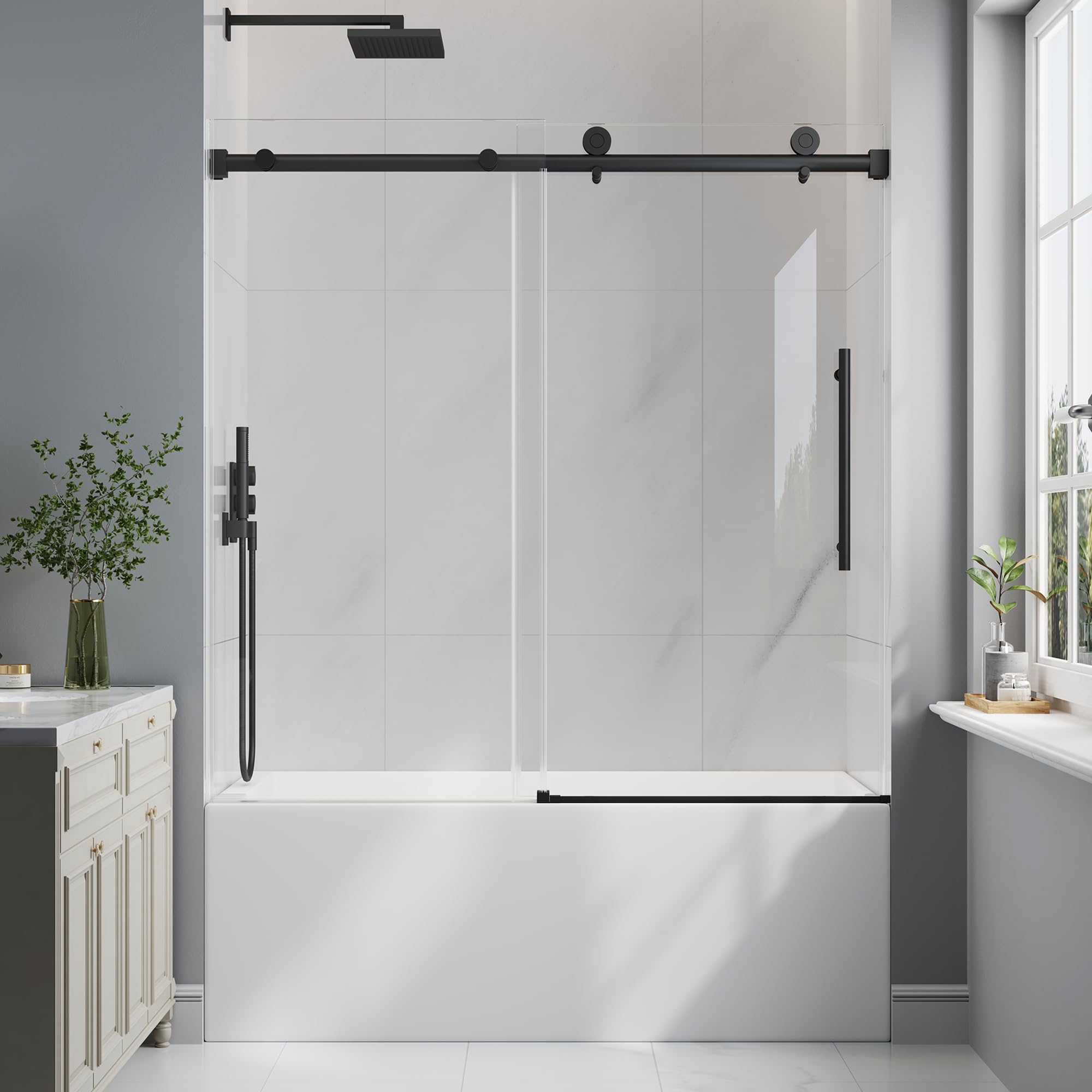 EASYWORC Frameless Bathtub Shower Door