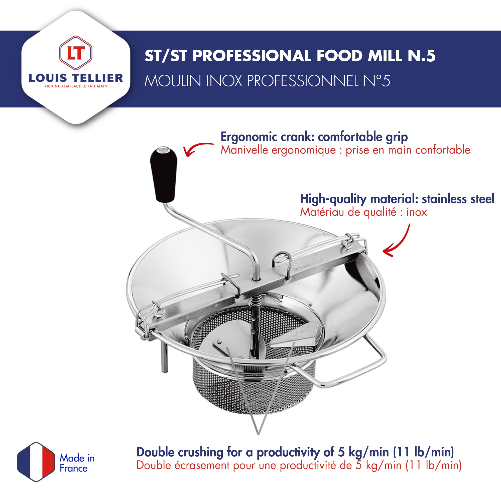 Amazon.com: LOUIS TELLIER - Professional Stainless Steel Food Mill